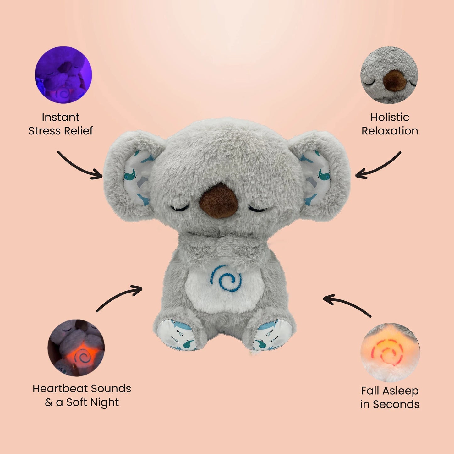 4 Modes Baby Breathing Bunny Soothing Plush Sensory Toy with Relieve Anxiety Koala Comforter Breathes for Baby Conciliate Gift